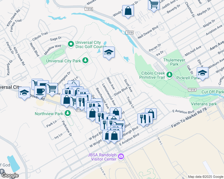 map of restaurants, bars, coffee shops, grocery stores, and more near 133 Winn Avenue in Universal City