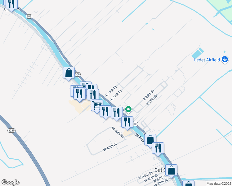 map of restaurants, bars, coffee shops, grocery stores, and more near 137 East 27th Place in Larose