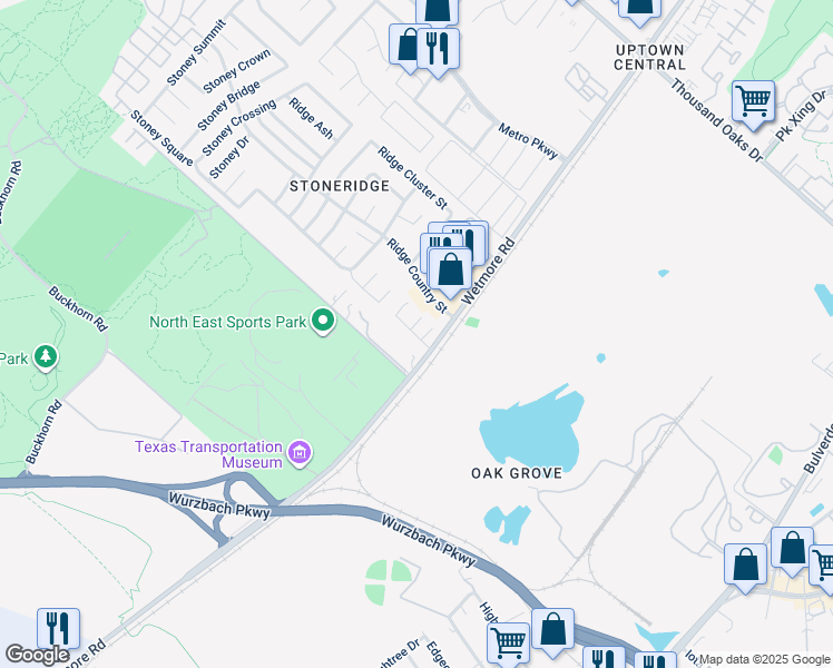 map of restaurants, bars, coffee shops, grocery stores, and more near 3870 Maverick Creek in San Antonio