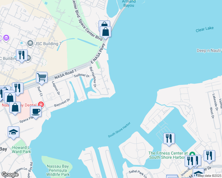 map of restaurants, bars, coffee shops, grocery stores, and more near 2820 Lighthouse Drive in Houston