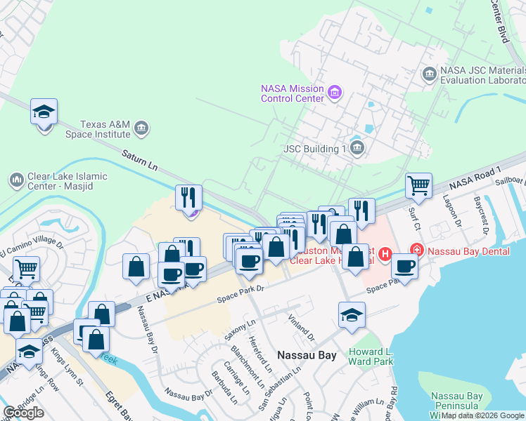 map of restaurants, bars, coffee shops, grocery stores, and more near 110 Second Street in Houston