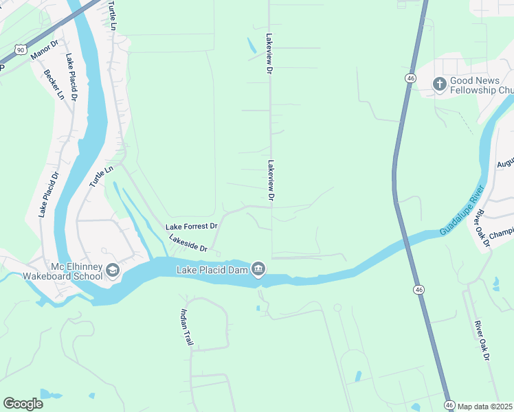 map of restaurants, bars, coffee shops, grocery stores, and more near 168 Lakeside Drive in Seguin