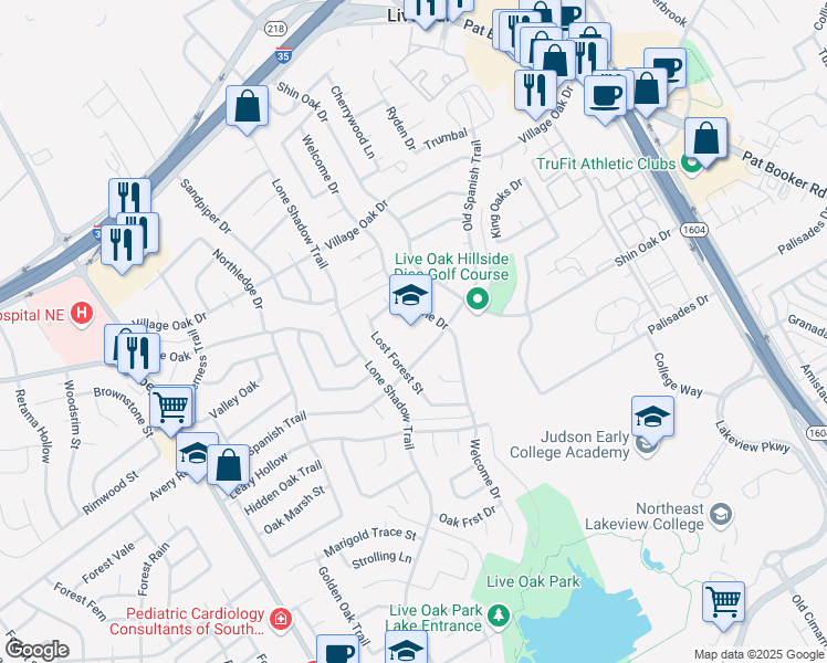map of restaurants, bars, coffee shops, grocery stores, and more near 12301 Welcome Drive in Live Oak