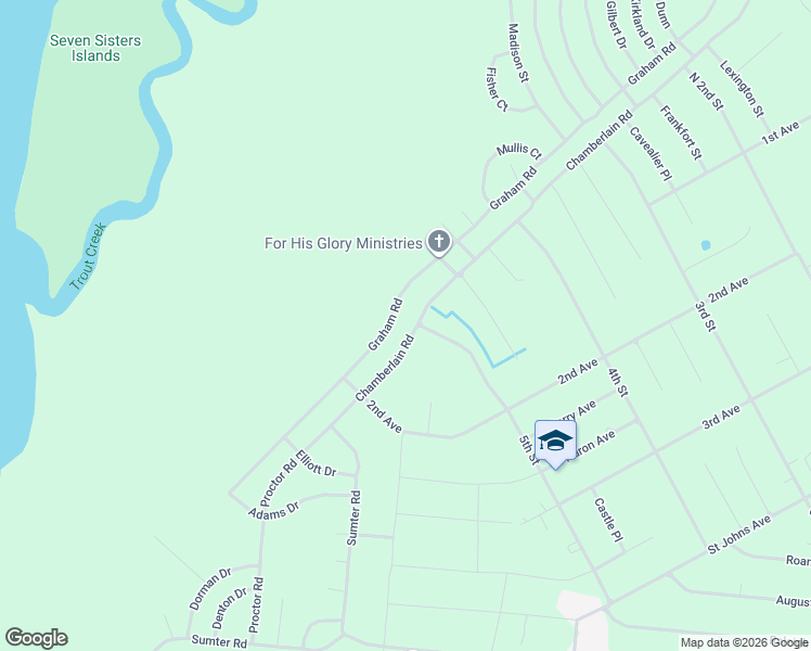map of restaurants, bars, coffee shops, grocery stores, and more near 423 Chamberlain Road in Satsuma