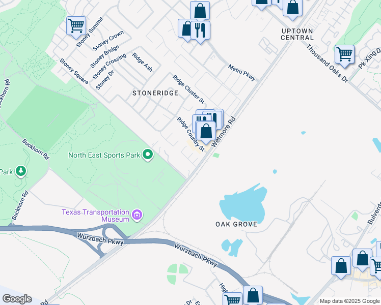 map of restaurants, bars, coffee shops, grocery stores, and more near 3814 Ridge Country Street in San Antonio