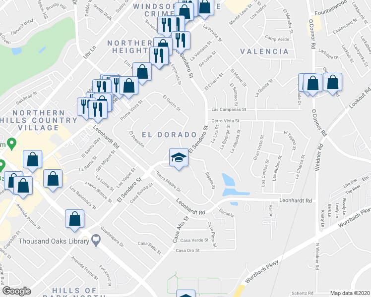 map of restaurants, bars, coffee shops, grocery stores, and more near 12606 La Bahia Street in San Antonio