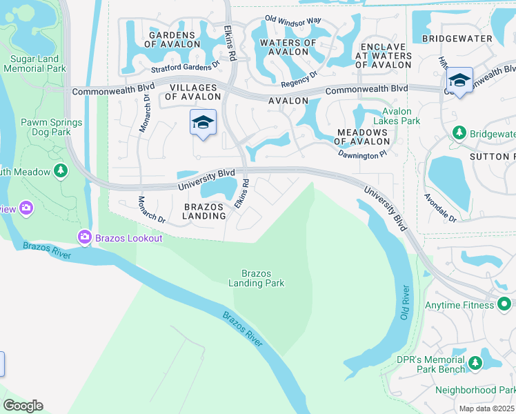 map of restaurants, bars, coffee shops, grocery stores, and more near 3919 Garnet Falls in Sugar Land
