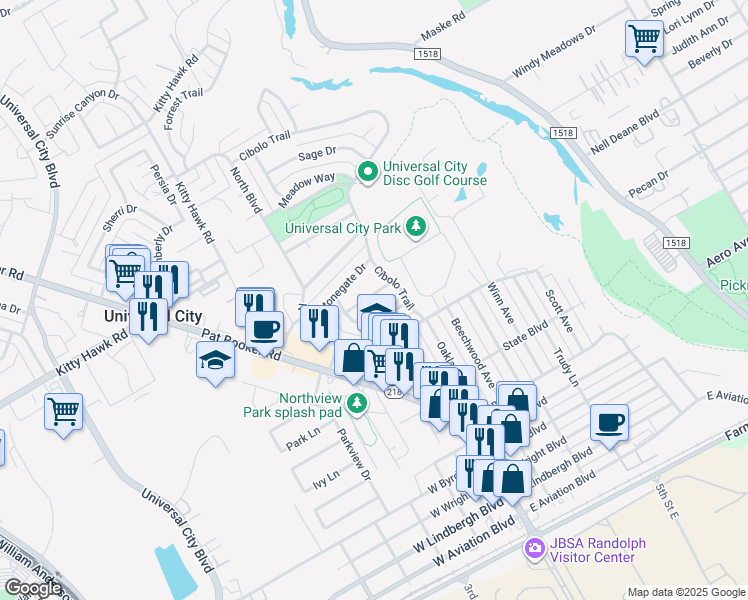 map of restaurants, bars, coffee shops, grocery stores, and more near 818 Straight Lane in Universal City