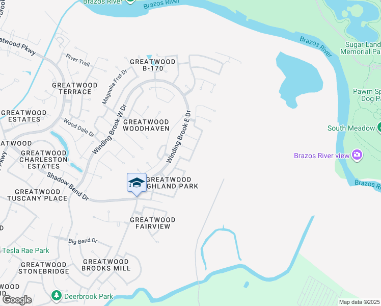 map of restaurants, bars, coffee shops, grocery stores, and more near 8118 Highland Green Drive in Sugar Land