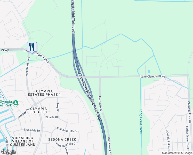 map of restaurants, bars, coffee shops, grocery stores, and more near 3101 Senior Road in Missouri City