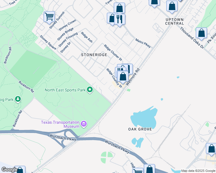 map of restaurants, bars, coffee shops, grocery stores, and more near 3818 Maverick Creek in San Antonio