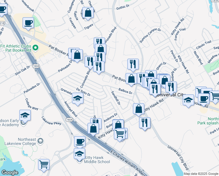map of restaurants, bars, coffee shops, grocery stores, and more near 465 Sand Hill in Universal City