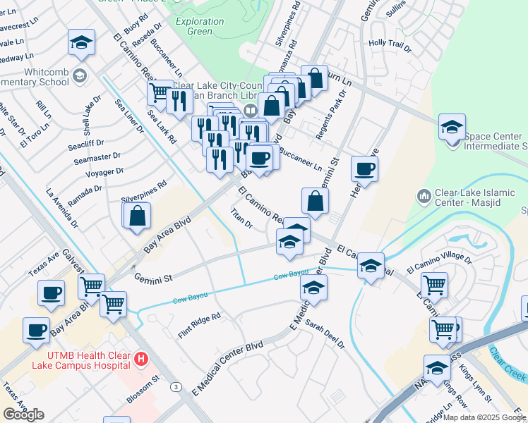 map of restaurants, bars, coffee shops, grocery stores, and more near 900 Apollo Street in Houston