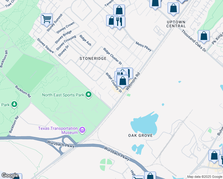map of restaurants, bars, coffee shops, grocery stores, and more near 3818 Maverick Creek in San Antonio