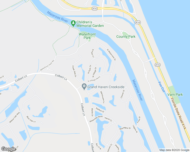 map of restaurants, bars, coffee shops, grocery stores, and more near 6 North Village Drive in Palm Coast