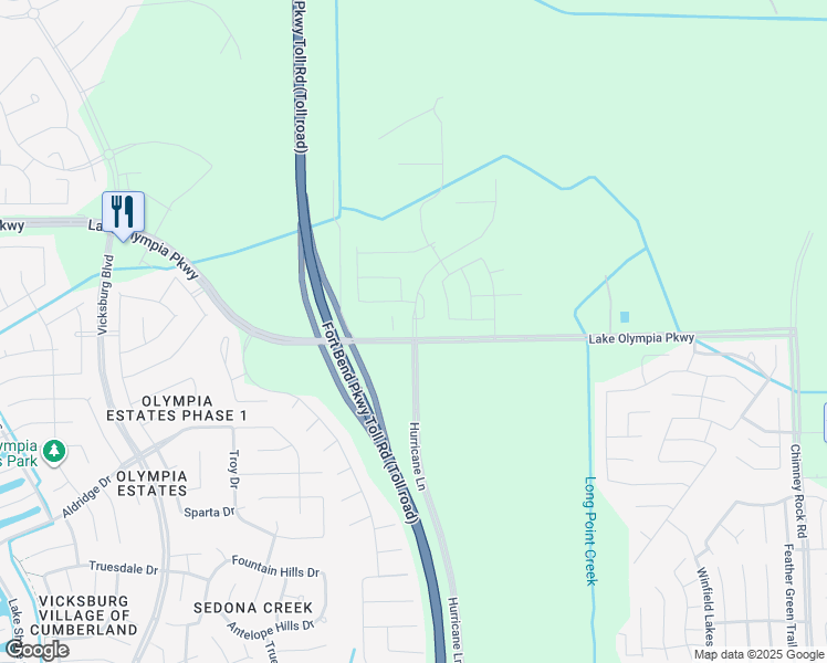 map of restaurants, bars, coffee shops, grocery stores, and more near 3101 Senior Road in Missouri City