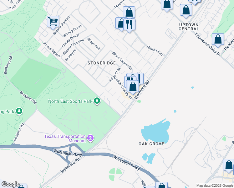 map of restaurants, bars, coffee shops, grocery stores, and more near 3818 Maverick Creek in San Antonio