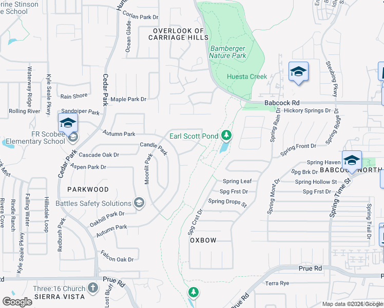 map of restaurants, bars, coffee shops, grocery stores, and more near 7407 Diamond Park in San Antonio