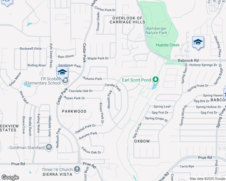 map of restaurants, bars, coffee shops, grocery stores, and more near 11094 Moonlit Park in San Antonio