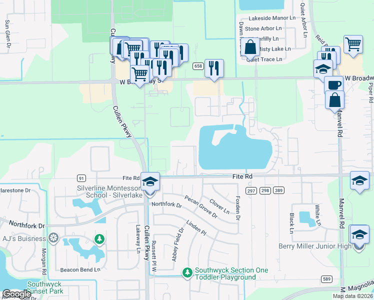 map of restaurants, bars, coffee shops, grocery stores, and more near 8017 SERENITY DRIVE in Pearland