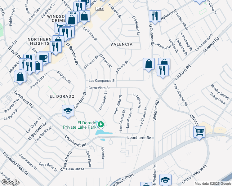 map of restaurants, bars, coffee shops, grocery stores, and more near 12431 Magnifico Street in San Antonio