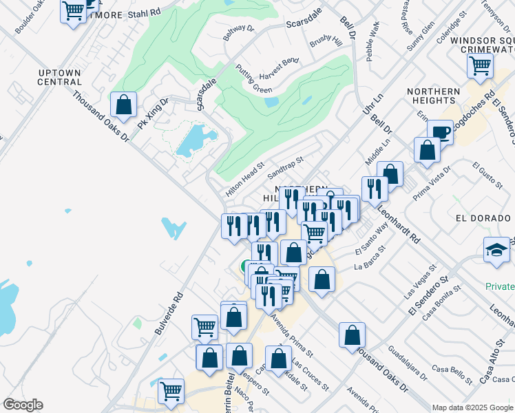 map of restaurants, bars, coffee shops, grocery stores, and more near 4235 Clear Lake Drive in San Antonio