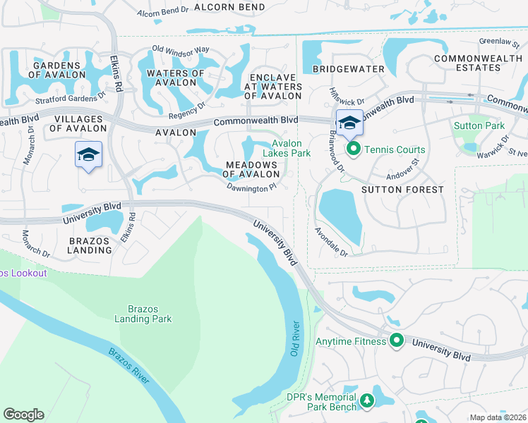 map of restaurants, bars, coffee shops, grocery stores, and more near 5002 Meadow Landing Court in Sugar Land
