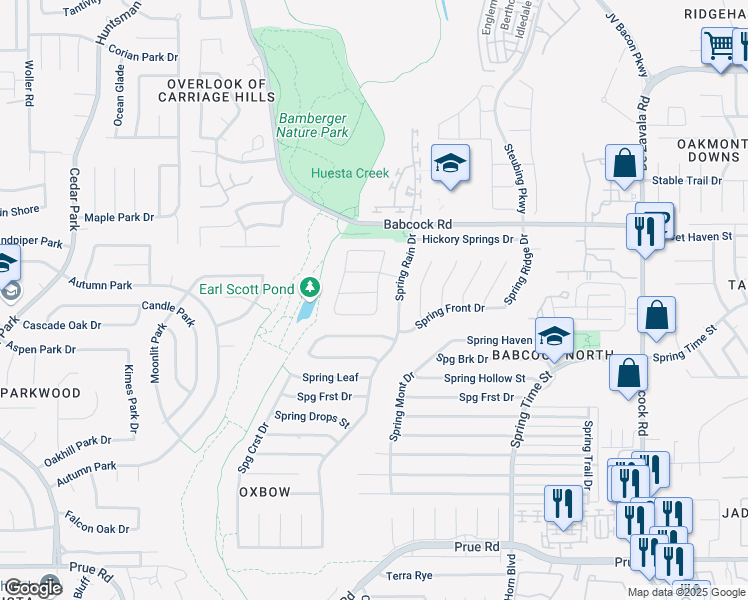 map of restaurants, bars, coffee shops, grocery stores, and more near 6802 Arbor Springs Drive in San Antonio