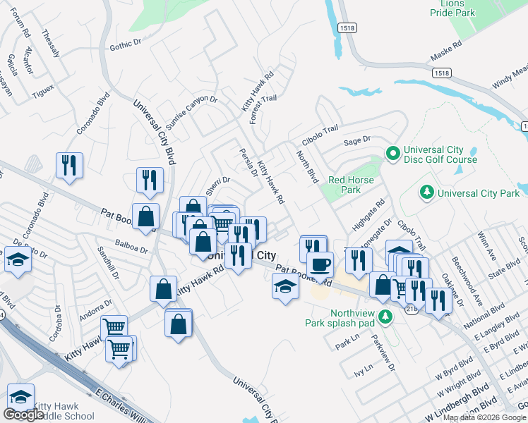 map of restaurants, bars, coffee shops, grocery stores, and more near 126 Golden Way in Universal City