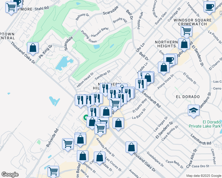 map of restaurants, bars, coffee shops, grocery stores, and more near 294 Harmony Court in San Antonio
