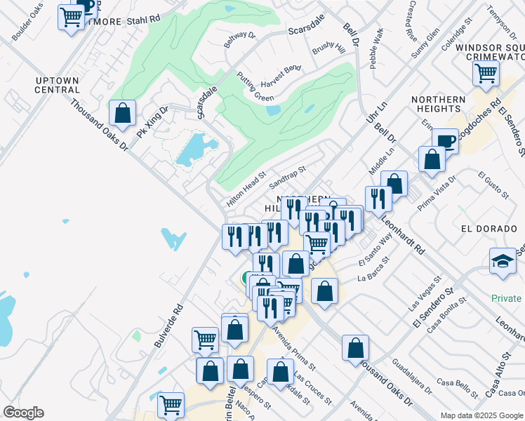 map of restaurants, bars, coffee shops, grocery stores, and more near 4235 Clear Lake Drive in San Antonio