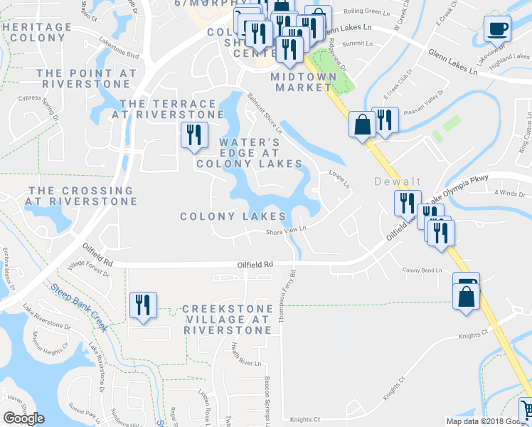 map of restaurants, bars, coffee shops, grocery stores, and more near 6808 Spanish Bay Court in Missouri City