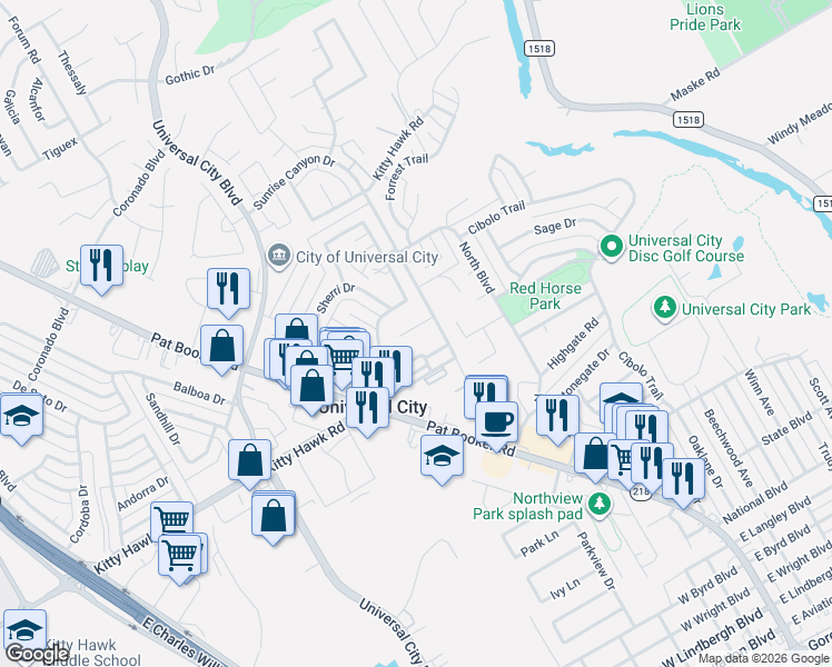 map of restaurants, bars, coffee shops, grocery stores, and more near 118 Golden Way in Universal City
