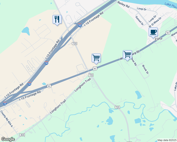 map of restaurants, bars, coffee shops, grocery stores, and more near 1865 US 90 in Seguin