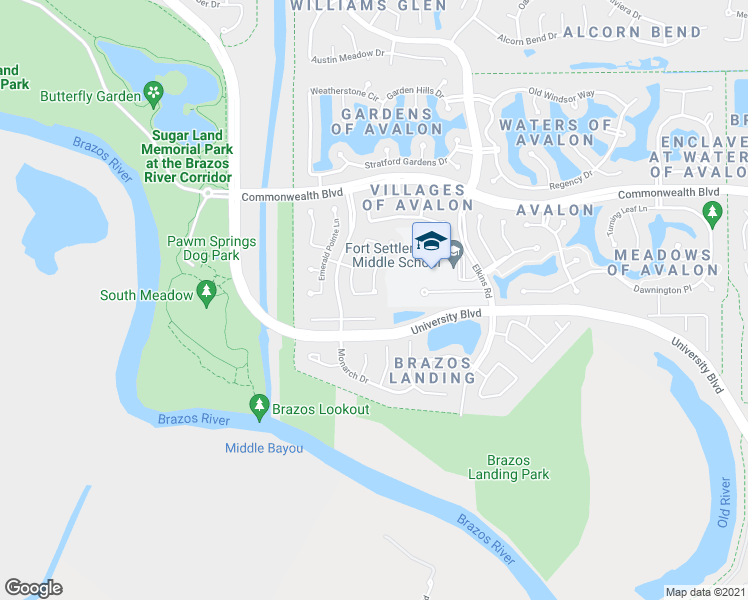 map of restaurants, bars, coffee shops, grocery stores, and more near 5531 Cranston Court in Sugar Land