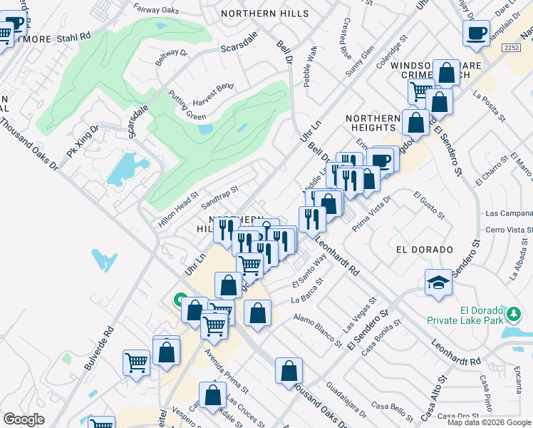 map of restaurants, bars, coffee shops, grocery stores, and more near 12660 Uhr Lane in San Antonio