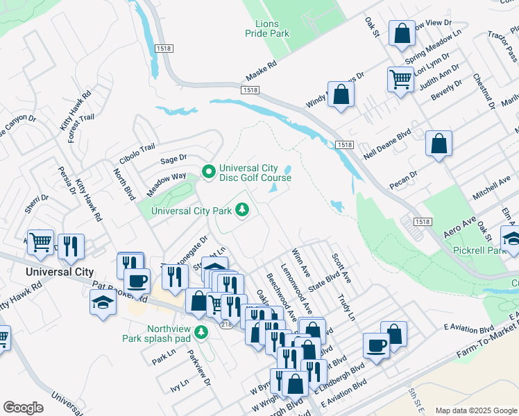 map of restaurants, bars, coffee shops, grocery stores, and more near 51 Winn Avenue in Universal City