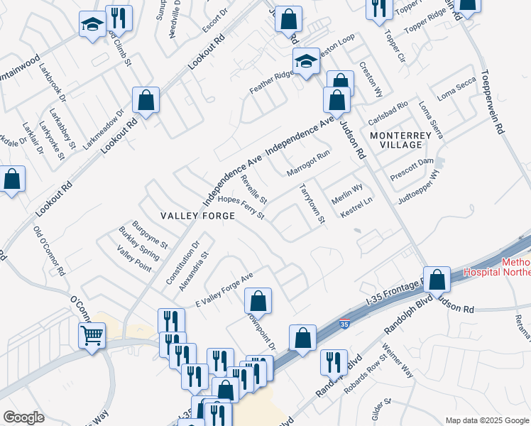 map of restaurants, bars, coffee shops, grocery stores, and more near 12706 Thomas Sumter Street in San Antonio