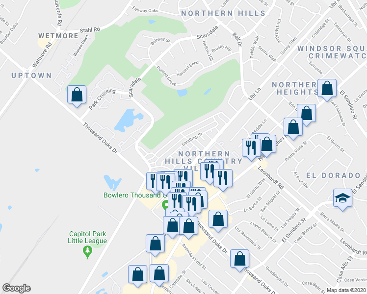map of restaurants, bars, coffee shops, grocery stores, and more near 4326 Tamarron Street in San Antonio