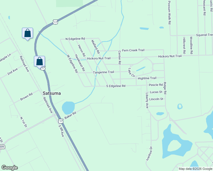 map of restaurants, bars, coffee shops, grocery stores, and more near 314 Heron Road in Satsuma