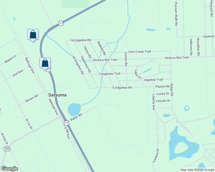 map of restaurants, bars, coffee shops, grocery stores, and more near 314 Heron Road in Satsuma