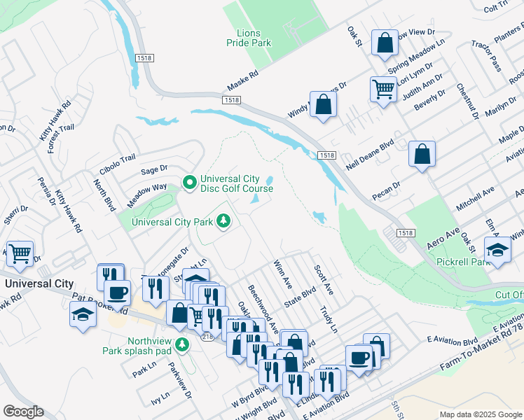 map of restaurants, bars, coffee shops, grocery stores, and more near 118 Silver Terrace in Universal City