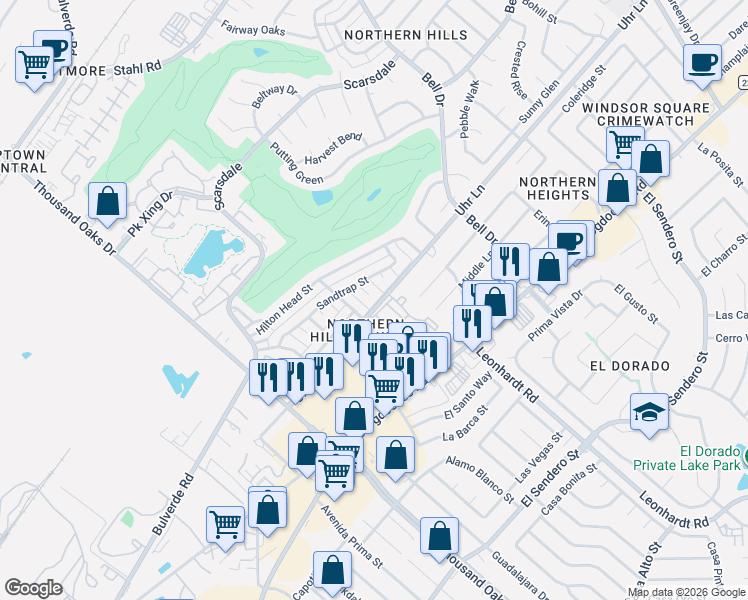 map of restaurants, bars, coffee shops, grocery stores, and more near 12660 Uhr Lane in San Antonio