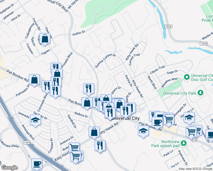 map of restaurants, bars, coffee shops, grocery stores, and more near 12814 El Dorado in Universal City