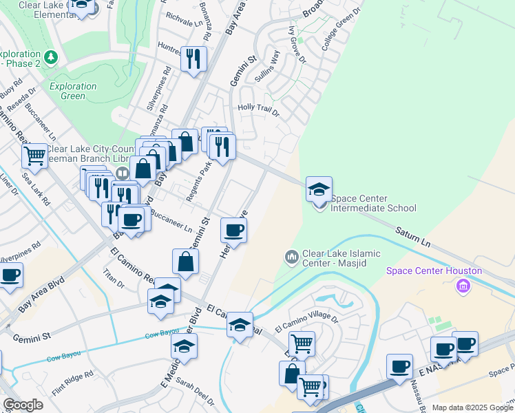 map of restaurants, bars, coffee shops, grocery stores, and more near 1290 Hercules Ave in Houston