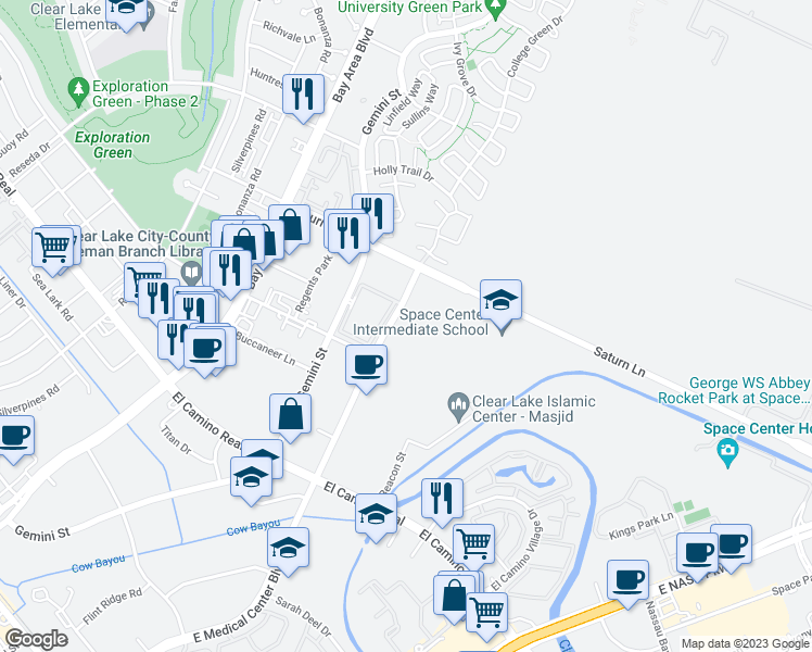 map of restaurants, bars, coffee shops, grocery stores, and more near 1290 Hercules Avenue in Houston