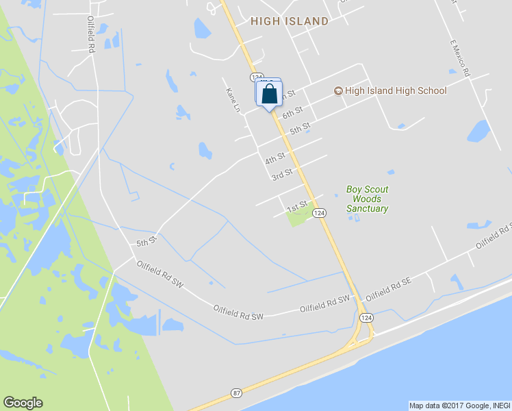map of restaurants, bars, coffee shops, grocery stores, and more near 1897 2nd Street in Bolivar Peninsula