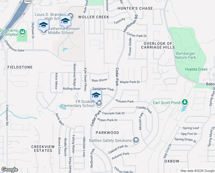 map of restaurants, bars, coffee shops, grocery stores, and more near 7826 Rain Shore in San Antonio