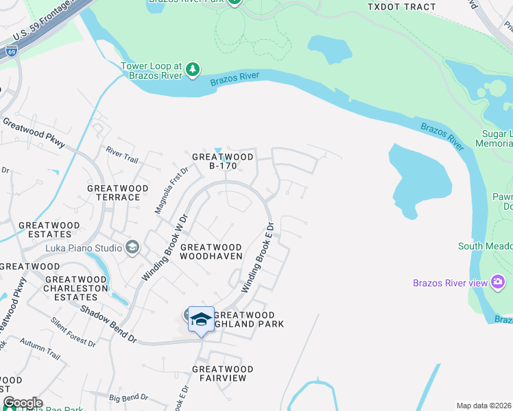 map of restaurants, bars, coffee shops, grocery stores, and more near 8947 Silent Willow Lane in Sugar Land