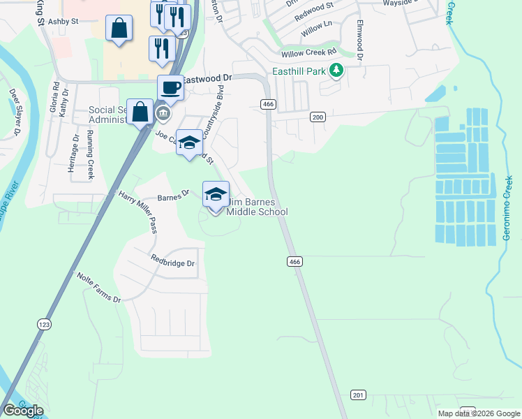 map of restaurants, bars, coffee shops, grocery stores, and more near 1539 Joe Carrillo Boulevard in Seguin